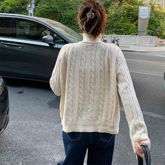 Winter Korean High Collar Twist Double Zipper Lapel Sweater Women's Personalized Retro Y2K Soft Waxy Stand Collar Sweater Jacket