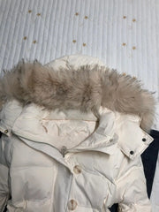American retro fur collar warm solid color women hooded cotton coat ins winter loose casual slim cotton coat jackets