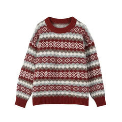 Pbong  Retro Lazy Style Red Sweater Loose Women's Outerwear Autumn Winter Thickened Fashion Design Sensation Niche