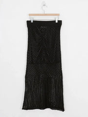 Summer Hollow Out Knit Long Skirt Casual Wrap Ladies Pencil See Through Midi Skirts Bodycon Korean Streetwear