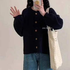 Button Up Cardigan Sweater for Women Cozy Knitted Long Sleeve Single Breasted Sweater Jacket Autumn Winter Casual Chic Outfit