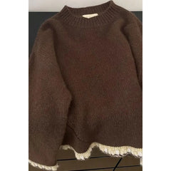 Pbong  Korean Style round Neck Loose Women's Sweater Soft Cozy New Arrival Summer to Winter Outerwear Comfortable Lazy Style Shirt