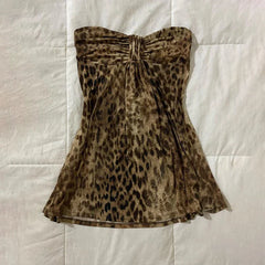2000s New Fashion Hot Girls Casual Leopard Print Tube Top Punk EMO Rock Aesthetic Crop Top Y2K Harajuku Retro Women's Streetwear