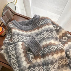 Pbong  Retro Lazy Style Red Sweater Loose Women's Outerwear Autumn Winter Thickened Fashion Design Sensation Niche