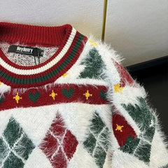 Christmas New Fashion Atmosphere Contrast Color Sweater Men And Women Couples Pullover Sweater Casual Joker Loose Top Tide Brand