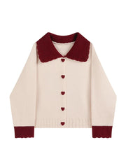 Women's Cashmere Sweater Loose Casual Turn-down Collar Single Breasted Knitted Pullovers Female Elegant Soft Sweet Retro Jumper