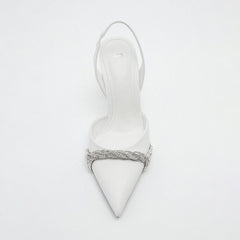 Women High Heels Sandals White Shiny Heel Heel Mules Pointed Stiletto Heel Sexy Woman Shoes Summer Female Pumps Autumn