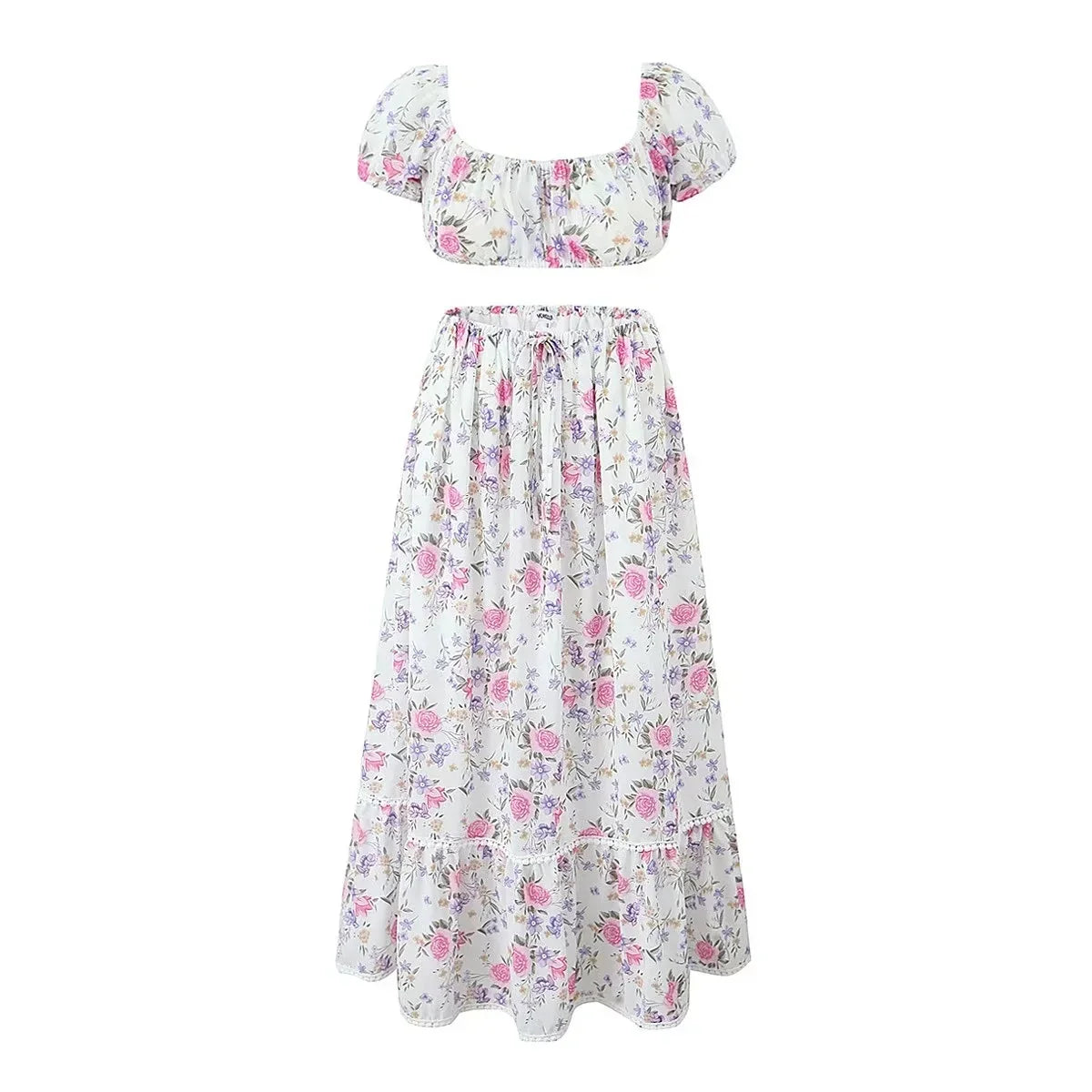 Lace Skirt Set Dress Summer Women Beach Holiday Sexy Cotton Matching Set Outfits Spring White 2 Pcs Vestidos Female Set