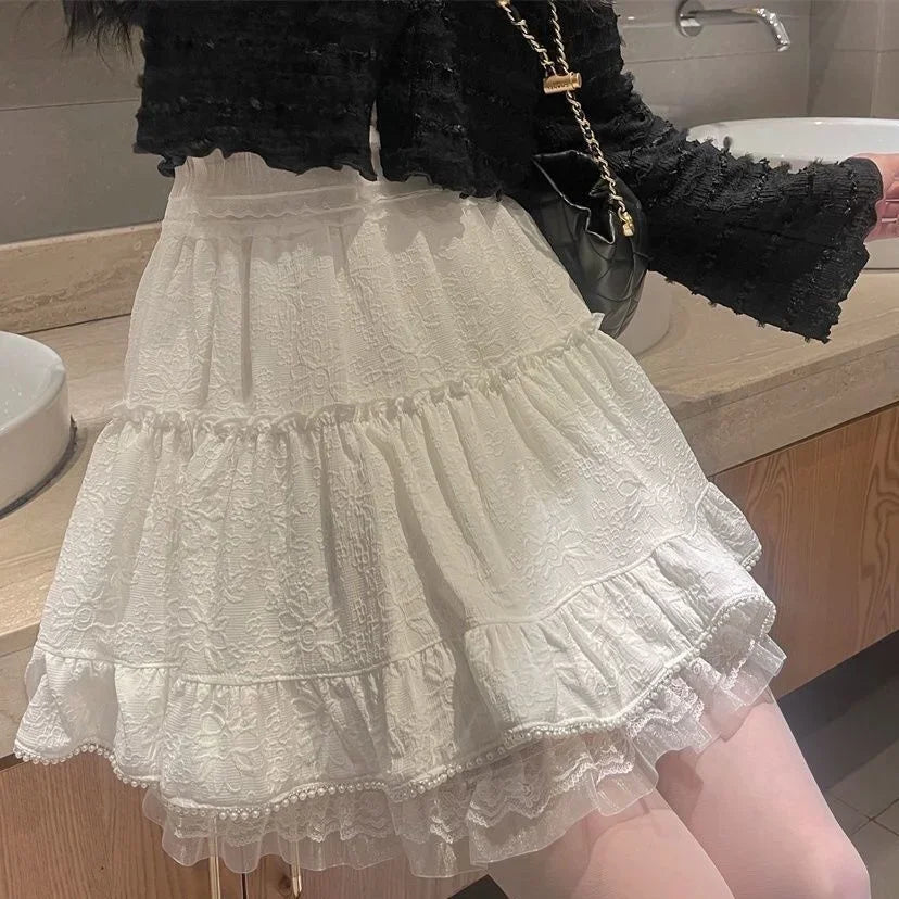 Lace Side Women's Summer Design Short Small High Waist Style Faldas Clothes for Women Skirts