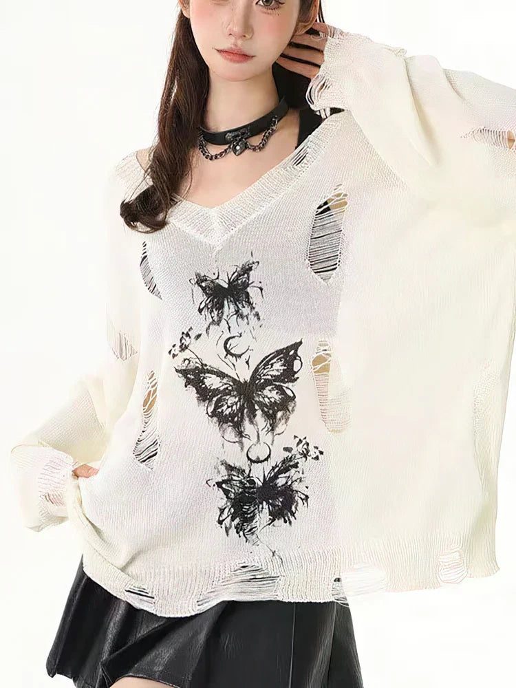 Pbong  Y2k Hollow out Knit Oversize T shirt Women Long sleeve Off shoulder Top Sexy Basic Transparent Tees Baggy Vintage Ladies New