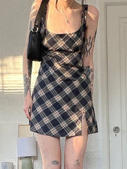 Sundress Plaid Slim Preppy Style Dress