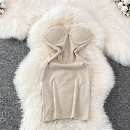 Off Shouler Strapless Tube Top Dress Sexy Bodycon Dresses Party Club Elegant Robe Birthday Vintage Slim Women Clothes Harajuku