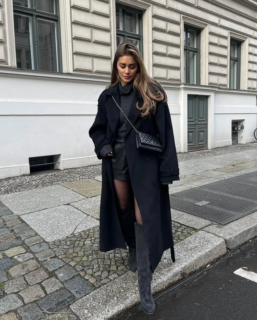 Elegant Lapel Long Sleeve Women's Woolen Coat Single Breasted Pocket Solid Color Jacket Autumn New Ladies High Street Outerwear