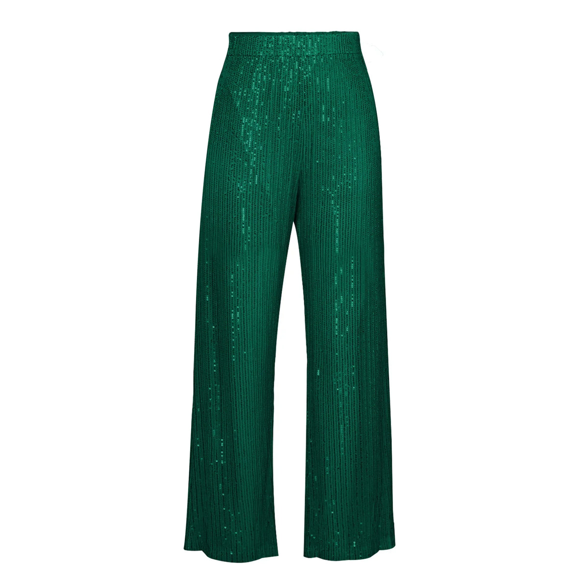 Women's Elegant Silk Sequins Pants, Midi Waist, Loose Long Pants, Classic Trousers, Female Clothing, Fashion, Streetwear,
