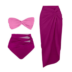 Push Up Bikini Set With Cover Up Sexy Swimwear Women Patchwork Swimsuit High Waist Biquini Female Bathingsuit Bodysuit Beachwear