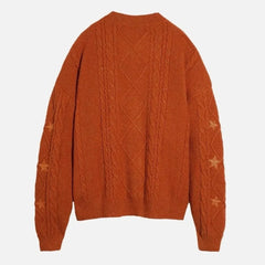 Glittery TS Cardigan Women Orange Chunky Knit Sweater with Star Embroidery Gold Thread Showgirl Cardigan Fans-make Tay Cardi