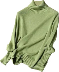 Women Turtleneck Knitted Sweaters Long Sleeve Roll-neck Pullover Plain Jumper Ladies Autumn Winter Layered Basic Outfit