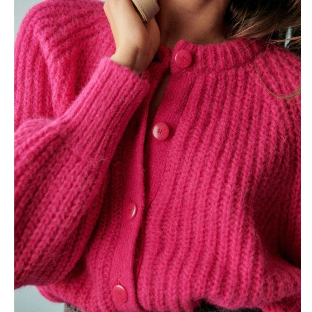 Casual Solid Knitted Cardigan For Women O-neck Long Sleeve Single Breasted Loose Soft Sweater Autumn New Lady Tops Knitwear