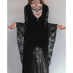Halloween Gothic Women Dress Long Sleeve High Waist Dresses New Goth Aesthetic 9Os Sexy Slim Party Club Dress