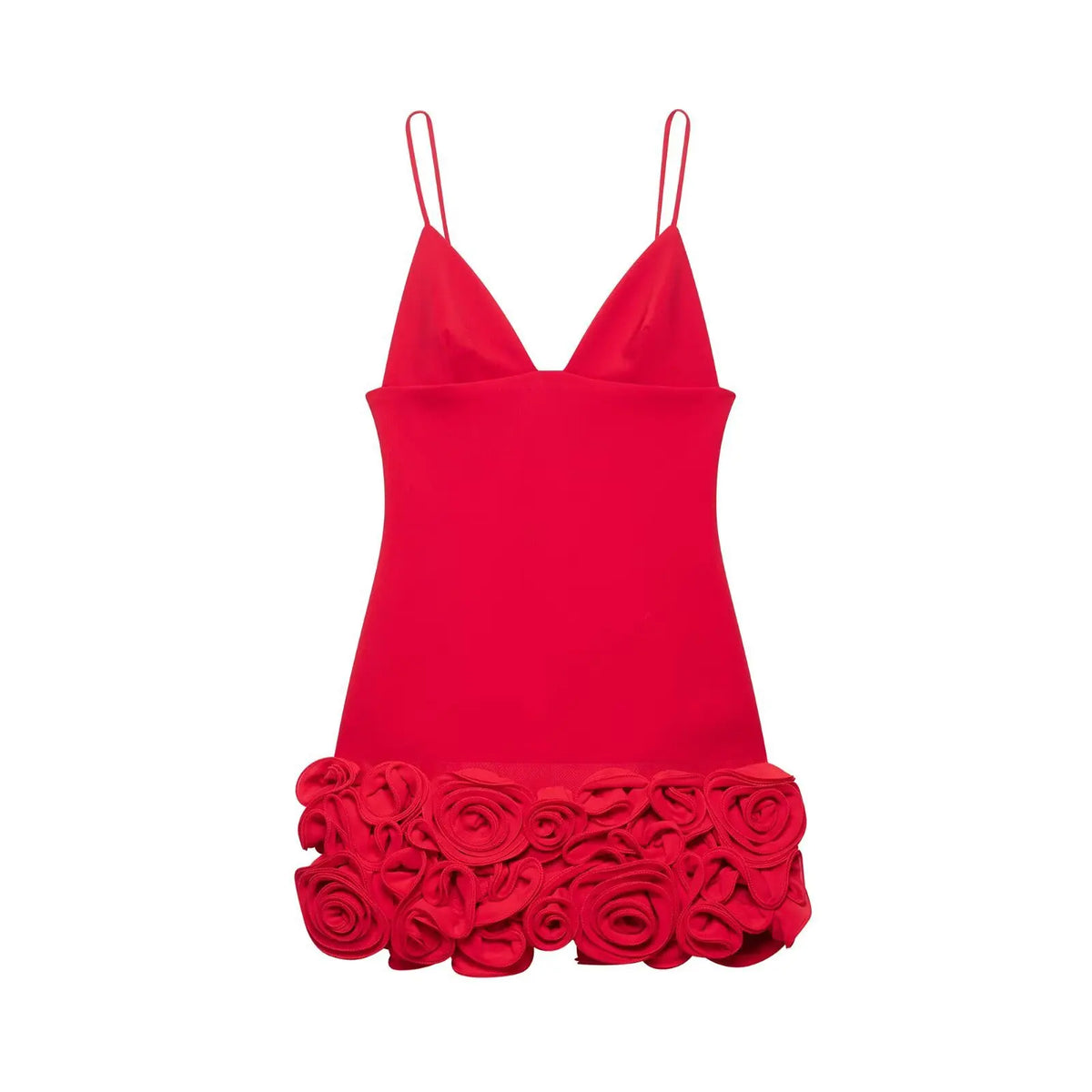 Fashiona 3D Red Flower Short Dress V-neck Zipper Sexy Holiday Party Dress For Summer New Tight Vestidos Woman Clothing