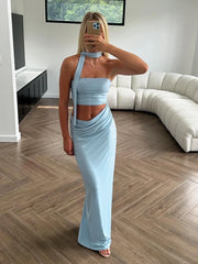 Strapless Cut Out Long Dress For Women Ruched Sleeveless Ribbon Dress Fashion Slim Streetwear Party Dress Female Sexy