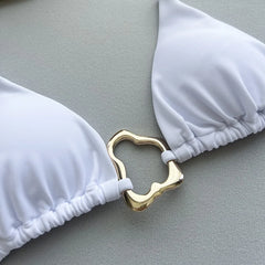 New Sexy Bikini Solid Color Lace-up Split Two-piece Swimsuit for Women