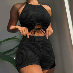 Sexy High Waist Bikini Women High Neck Swimwear Female Swimsuit Solid Bathers Swimming Bathing Swim Suit Summer Beachwear