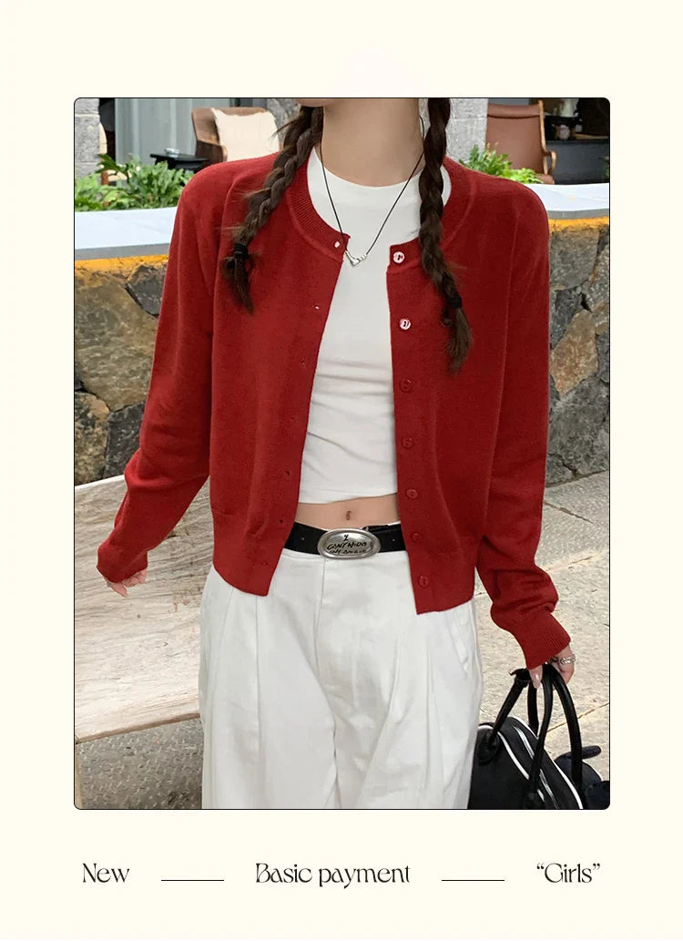 Woman Cardigan Yellow Knitted Sweater Jacket with Button Down Long Sleeve Round Neck Fitted Cardi Spring Fall Fairycore Clothes