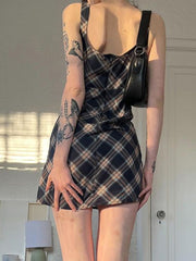 Sundress Plaid Slim Preppy Style Dress