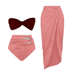 Push Up Bikini Set With Cover Up Sexy Swimwear Women Patchwork Swimsuit High Waist Biquini Female Bathingsuit Bodysuit Beachwear