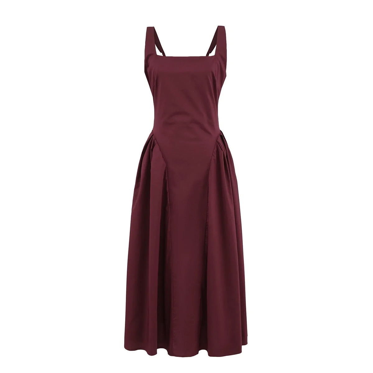 French Retro Style A-line Backless Strap Dress Solid Color Eleagant Chic Square Collar Party Dress 2025 New Female Vestidos