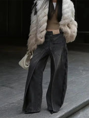 Pbong  Y2K Style New Rock Hip Hop Baggy Wide Leg Jeans Pants Women 90S Clothes Vintage Straight Lady Denim Trousers Ropa Mujer