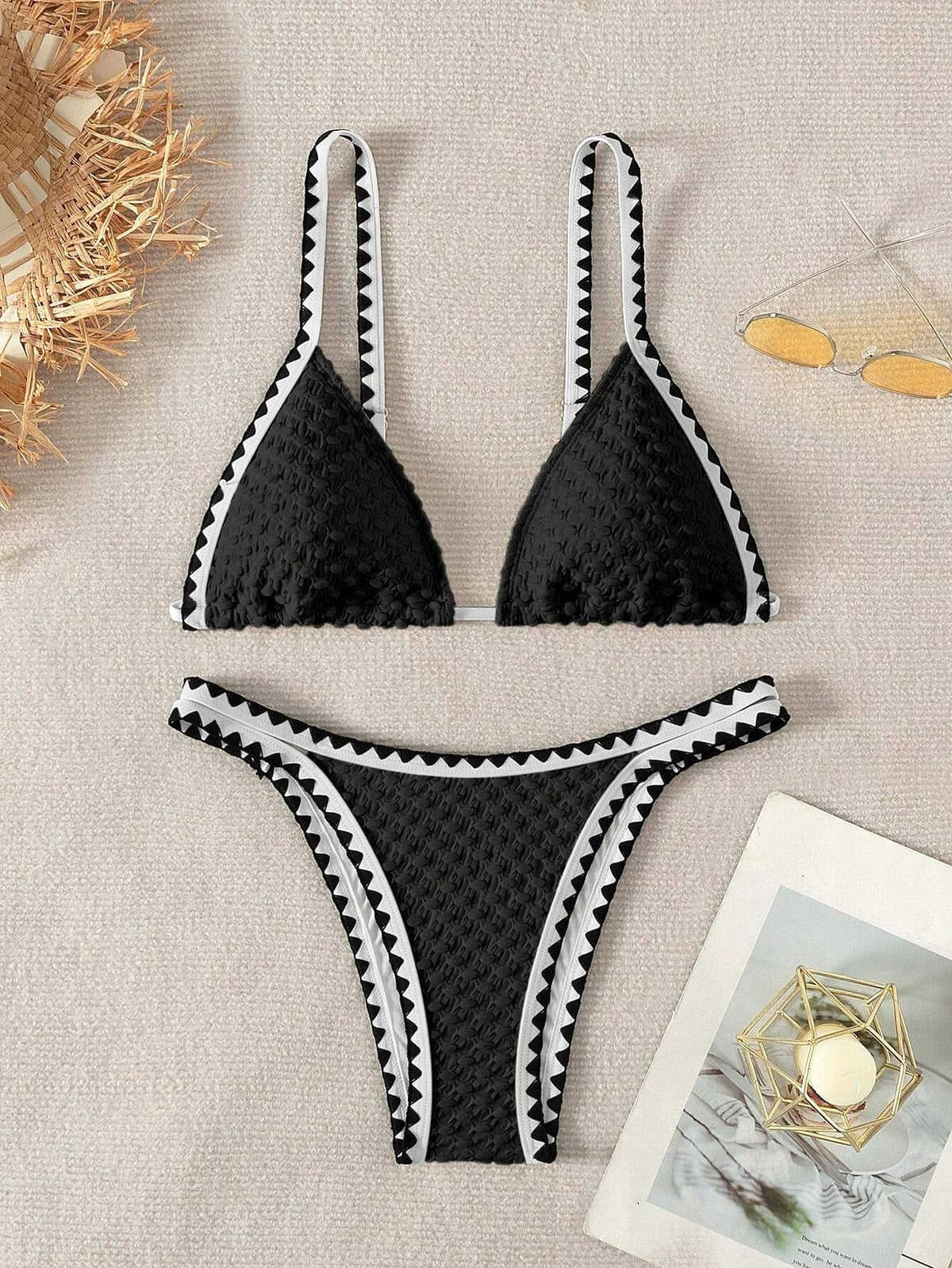 Triangle Bikini Set Strappy Swimsuit Women Solid Swimwear Female Sexy Bathers Bathing Swimming Swim Suit Beachwear