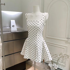 Summer Women Polka Dots Dress Stunning A Line Cake Dress Elegant Lace Up Party Dresses Steetwear