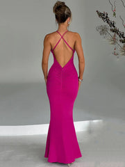 3D Flower Deep V Neck Sexy Maxi Dress For Women Fashion Spaghetti Strap Sleeveless Backless Club Party Sexy Dress