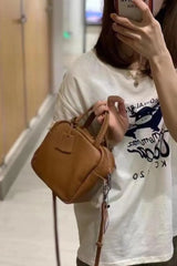 Genuine Leather Women's Bag Versatile Cowhide Small Square Bag Casual Simple Handbag Single Shoulder Crossbody Bag