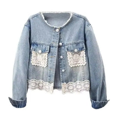 Women's Denim Jacket 2025 Spring Autumn Korean Version High-grade Lady Outerwear Round Neck Long-sleeve Ladies Short Cowboy Coat