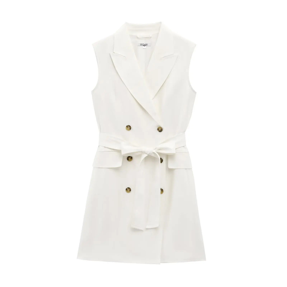 Fashion Simple Slim Fit Blended Short Dress Elegant Solid Color Lapel Summer Dress With Belt Dresses Bouble Breasted Dress