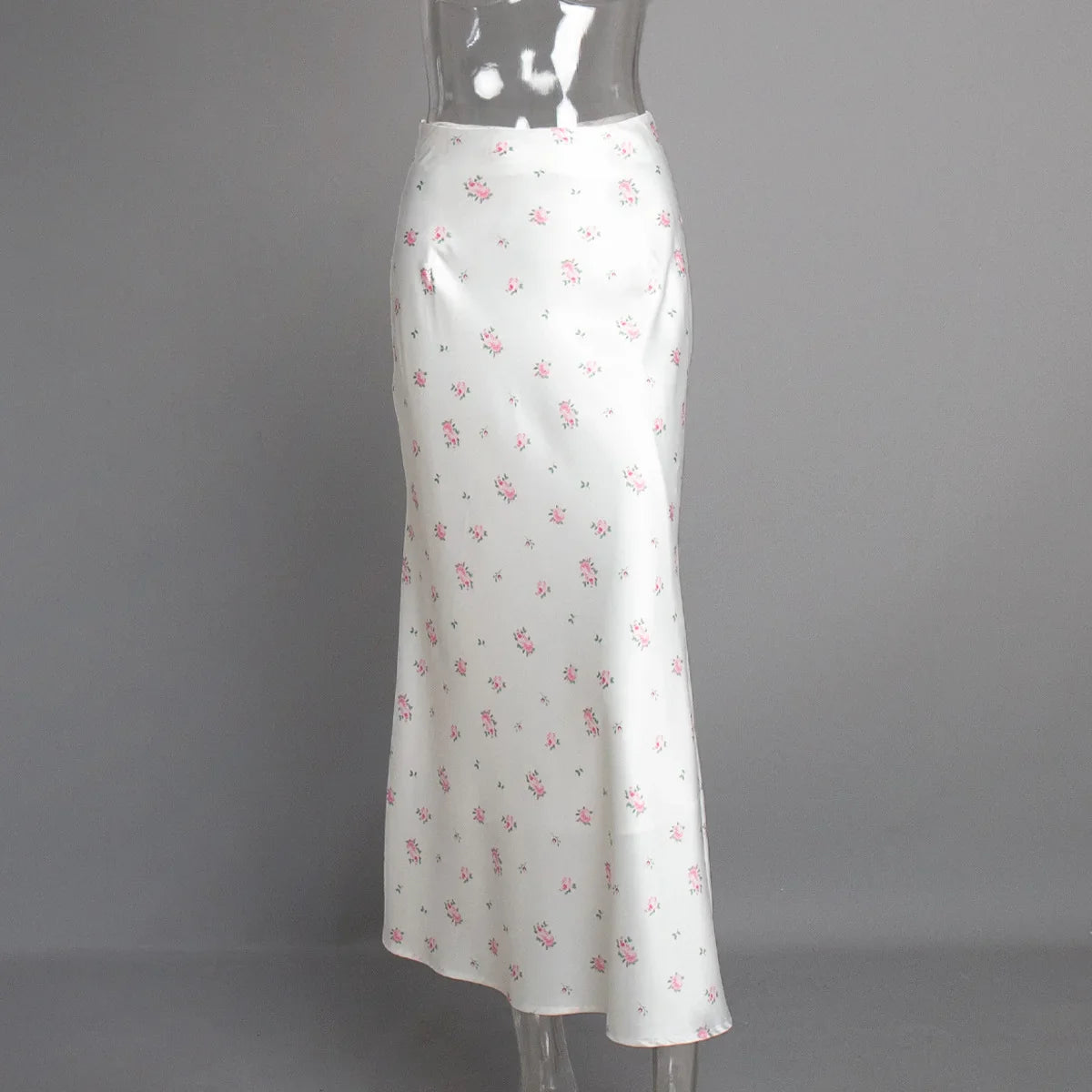 2025 Summer Floral Printed Pink Long Skirt For Women Casual High Waist Slim Elegant Party Maxi Skirt Female Stain Dress Clothes