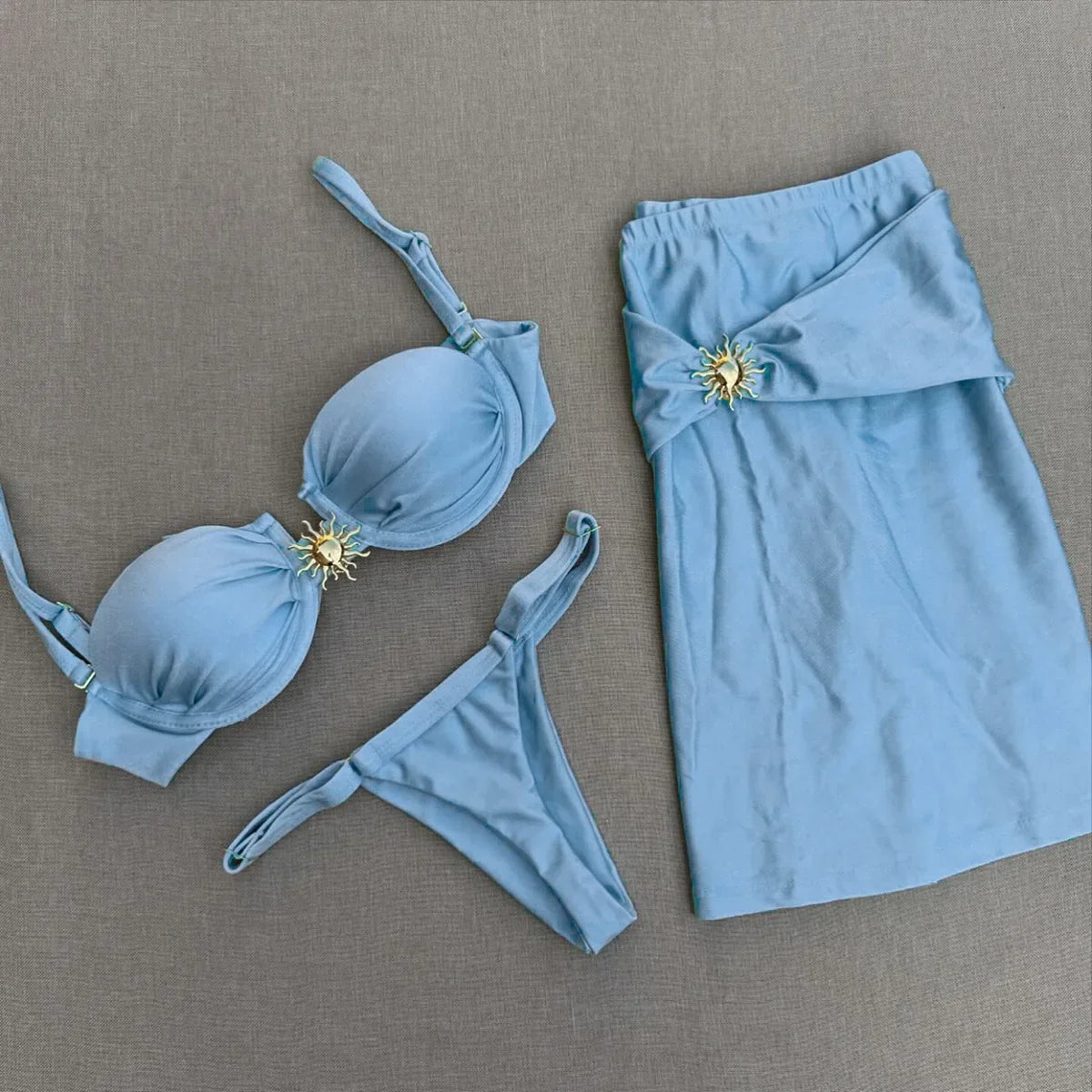 Three-Piece Swimsuit New Bikini Sexy Solid Color Split Women's Swimwear for Women