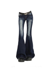 Women Gyaru Japanese Harajuku Y2K Vintage Korean Fashion Flare Jeans Low Rise Denim Trumpet Pants Bell-Bottom Trousers Kpop New