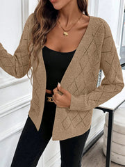 Autumn and winter casual solid color shoulder cardigan knitted sweater