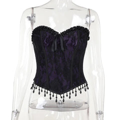 Gothic Crop Tops Black Spaghetti Strap Corset Tops New Goth Punk Grunge Fairy Core Sexy Y2K Halloween Clothing
