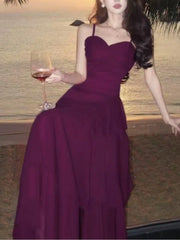 Elegant Ruffles Women's Prom Dresses Chic Wedding Spaghetti Strap Folds Split Party Holiday Dress Summer 2025 New Vestido