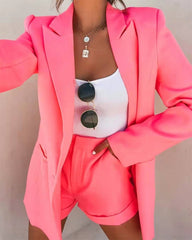 summer tops shorts suits sexy temperament women's fashion casual lapel cardigan