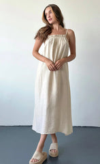 Backless Loose Kahki Pajamas 100% Cotton Casual Comfortable Long Dress Solid Color Homewear Sleepwear Summer Women Dresses