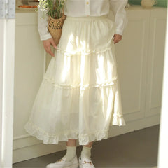 Spring and Autumn Korean Edition Gentle Loose Fit Skirt Women's Big Swing Elastic Waist Half Skirt Fairy Skirt Cake Skirt