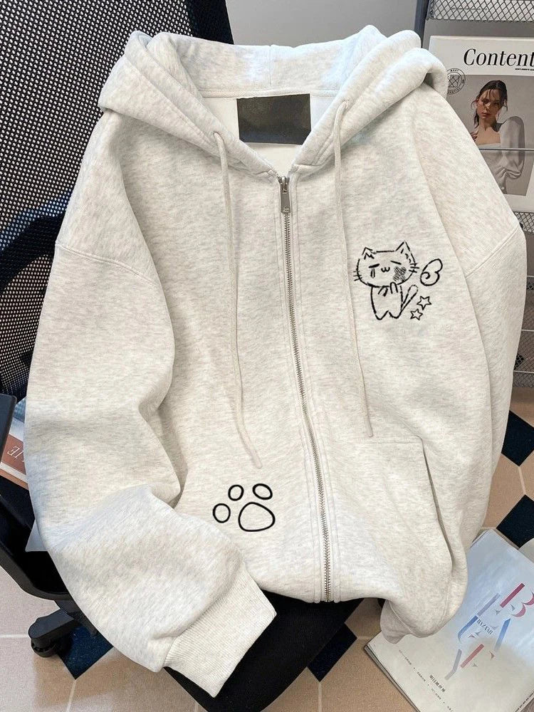 Japan Kawaii Cartoon Hoodies Women Vintage Preppy Style Cute Sweet Sweatshirts Loose Long Sleeve Lady Y2K Fall Winter Tops