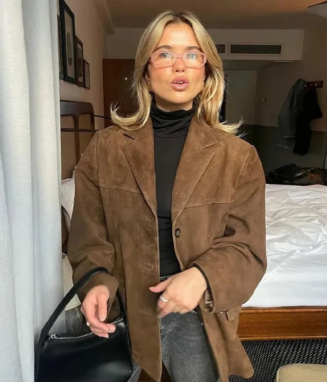 Fashion Lapel Pockets Long Sleeve Coats Women's Casual Single Breasted Solid Color Outerwear Autumn Female High Street Chic Tops