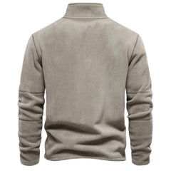New men's fleece sweater with standing collar, half zipper, long sleeves, European size, cross-border trend, versatile men's top